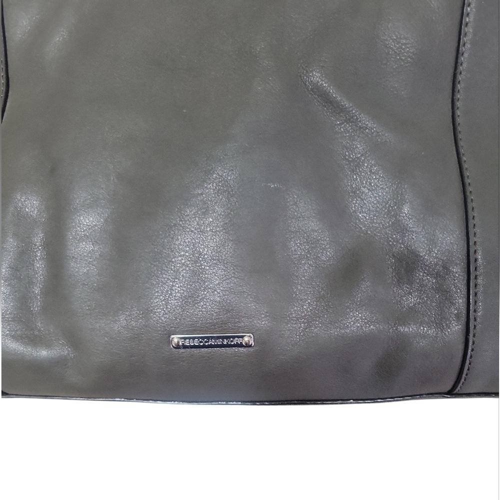 Rebecca Minkoff Large Saffiano Leather Silvertone Hardware Forest Green Tote Bag - Picture 4 of 10